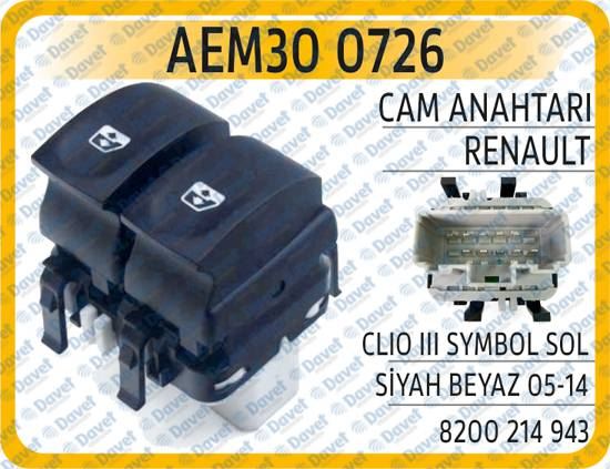 AEM 300726 Cam Anahtari Renault Clio Iii Symbol Sol Siyah Bey